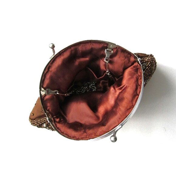 Evening Bag Copper Sequins Sliver Change Shoulder Strap - Picture 3 of 3